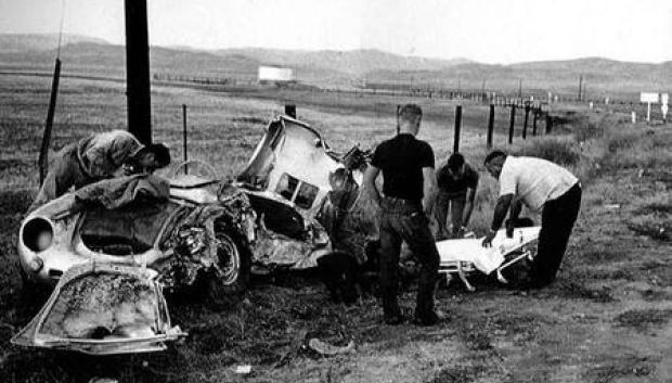 El Porsche de James Dean tras el accidente