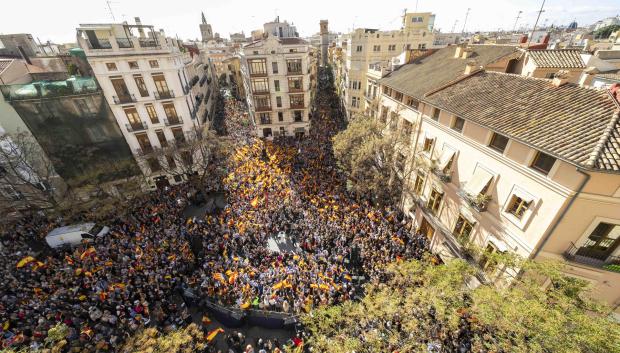 Vista aérea del multitudinario acto del PP en Valencia