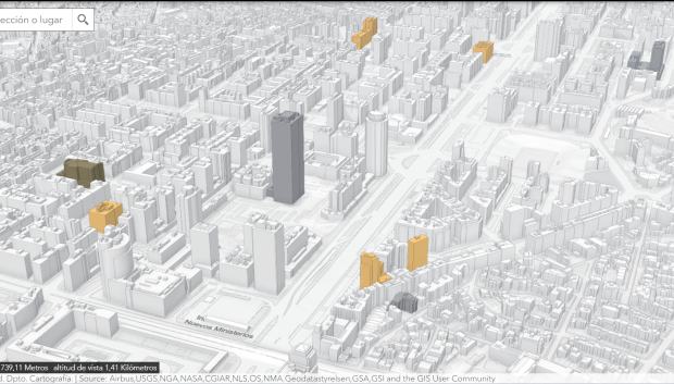Vista del mapa 3D de Madrid