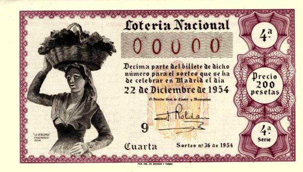 Décimo de Lotería de Navidad de 1954