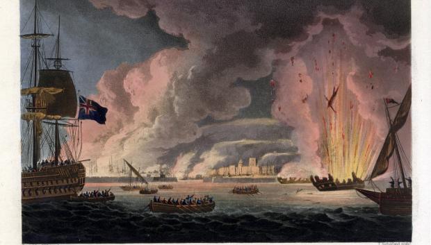 El arsenal en llamas el 18 de diciembre de 1793