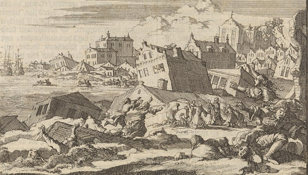 Terremoto de Port Royal, por Jan Luyken y Pieter van der Aa