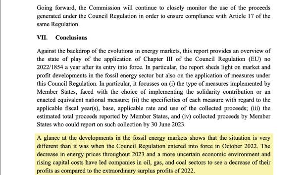 Documento de Bruselas sobre las medidas energéticas