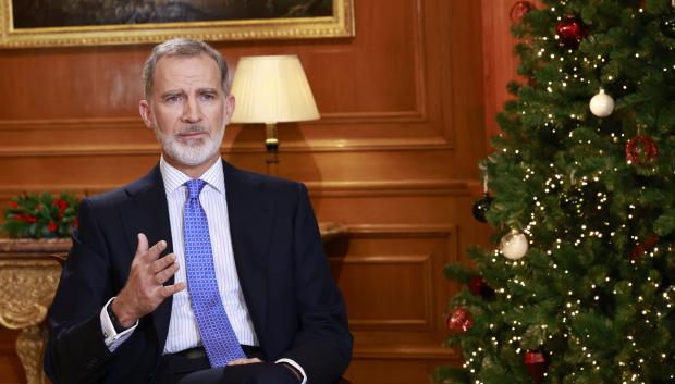 El Rey Felipe VI, durante el discurso de Navidad del año 2023