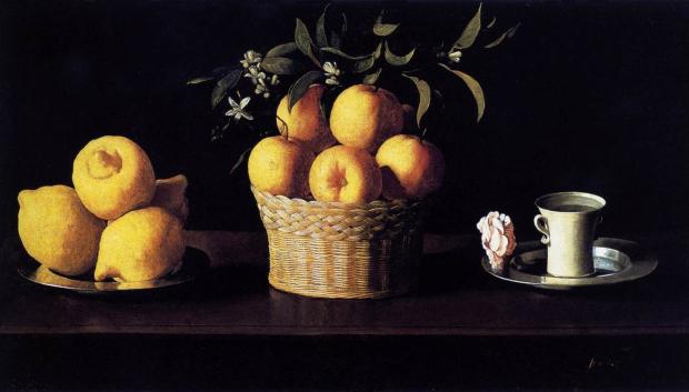 'Bodegón con limones, naranjas y una rosa', de Francisco de Zurbarán