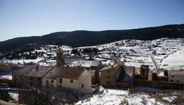 The town of Valdelinares is located at an altitude of 1,692 meters above sea level, making it the highest town in Spain, . Valdelinares, Teruel, on January 21, 2023.
