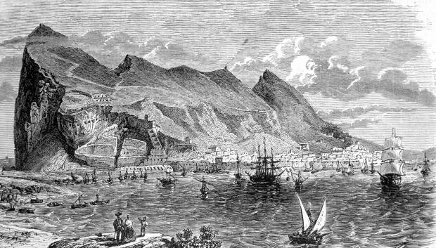El peñón de Gibraltar, grabado del Museo Universal
