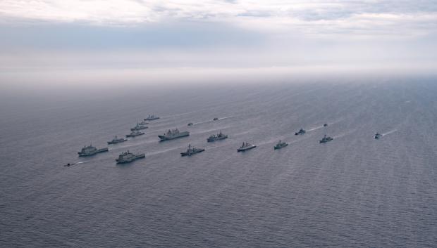 Foto aérea de las unidades de la Armada participantes en el ejercicio FLOTEX-23.