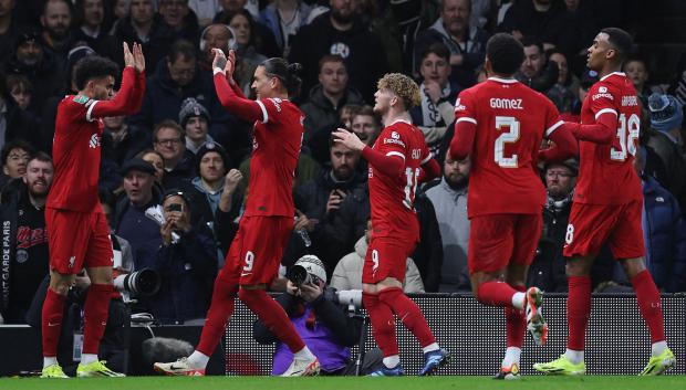 Jugadores del Liverpool en la celebración de un gol esta temporada