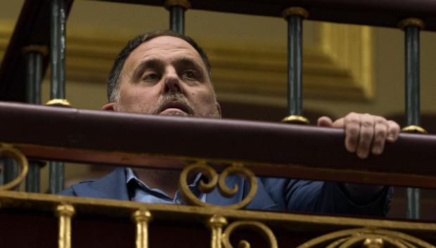 El líder de ERC, Oriol Junqueras, este martes en la tribuna