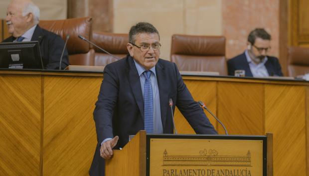 El diputado de Vox Rafael Segovia, durante su intervención en el pleno del Parlamento andaluz