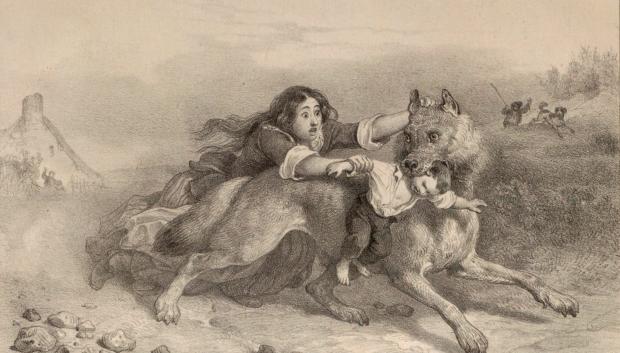 Grabado publicado en 1840 en el Journal des chasseurs. Ilustración del combate de Jeanne Jouve