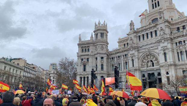 Banderas en la manifestación contra la amnistía