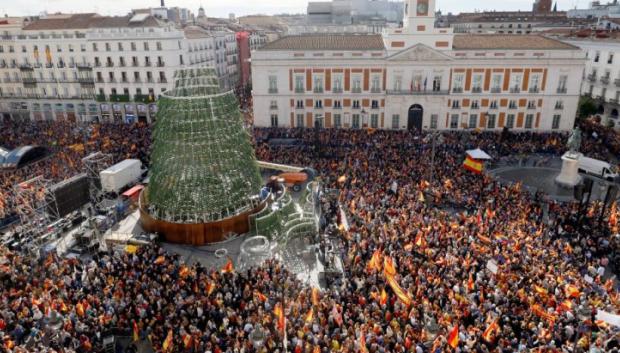 Manifestación en Madrid contra la amnistía en Sol