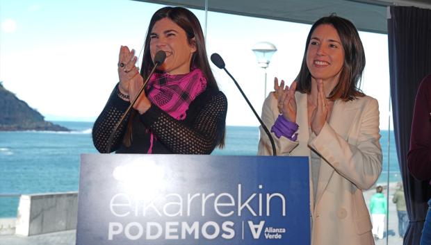 La candidata de Podemos a las elecciones Europeas, Irene Montero, y la candidata a Lehendakari por Elkarrekin Podemos, Miren Gorrotxategi
