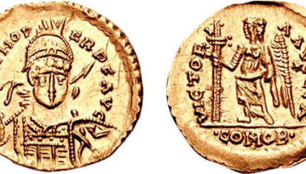 Sólido bizantino de Odoacro en nombre del legítimo emperador Zenón