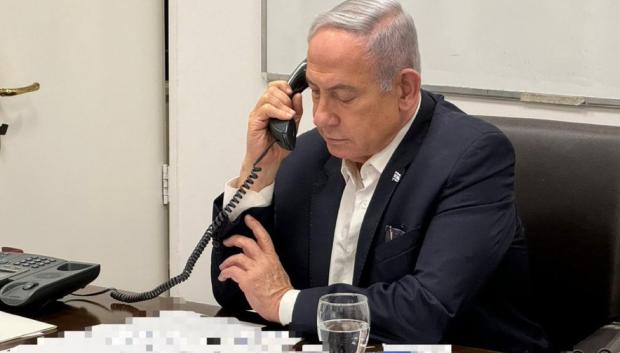 Netanyahu durante su conversación con Joe Biden