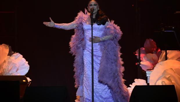 Isabel Pantoja durante su concierto el sábado en el Wizink Center de Madrid.