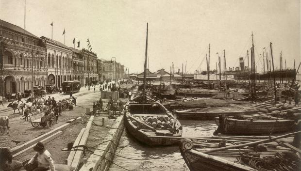 El puerto de Penang en George Town en la década de 1910