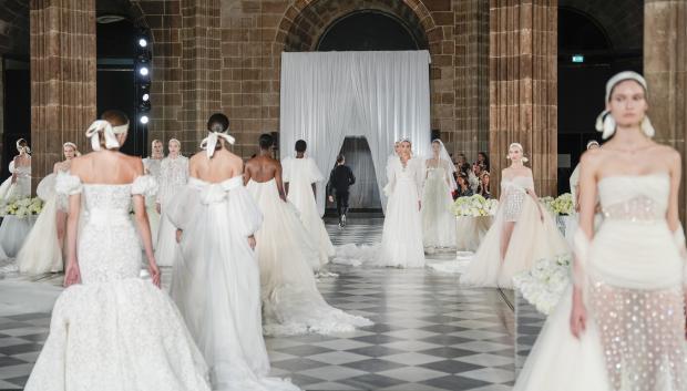 during the Giambattista Valli show at the BARCELONA BRIDAL FASHION WEEK in Barcelona, Spain. 18 April 2024
