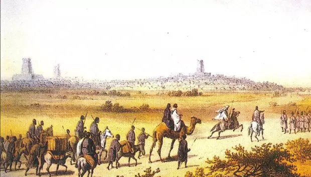 Tombuctú visto desde la distancia por Heinrich Barth, el 7 de septiembre de 1853