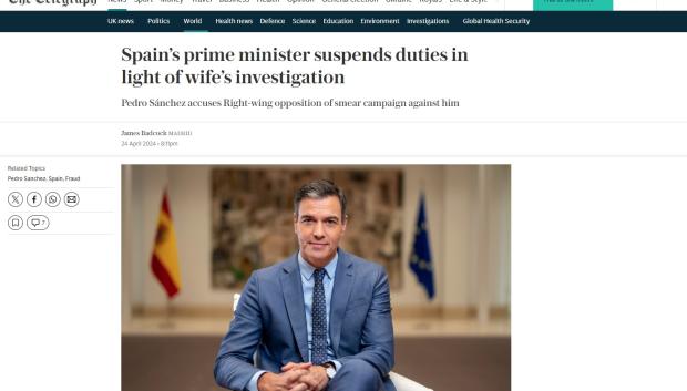 The Telegraph recoge que Sánchez suspende su agenda