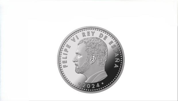 Anverso de la moneda acuñada por la FNMT para conmemorar el décimo aniversario del reinado