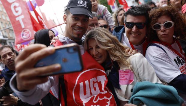 Yolanda Díaz, en la manifestación del Primero de Mayo