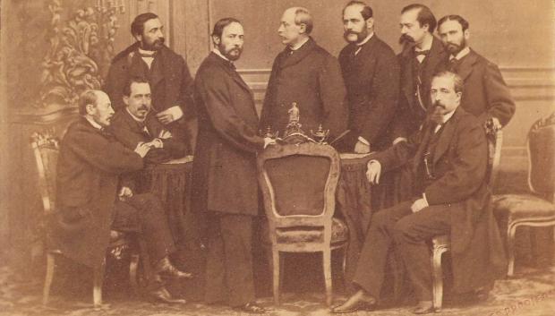 Sagasta de pie en la esquina izquierda, con el Gobierno provisional de 1869