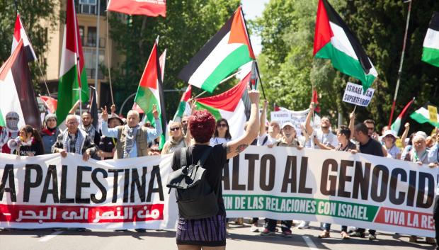 Decenas de personas durante una manifestación por Palestina