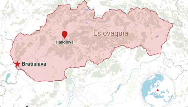 Mapa del país eslovaco donde se detalla la localización en la que ha tenido lugar el atentado