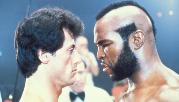 Sylvester Stallone y Mr. T, en Rocky 3