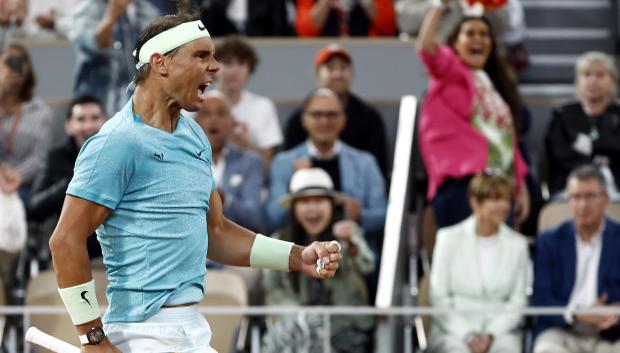 Nadal celebra con rabia un punto