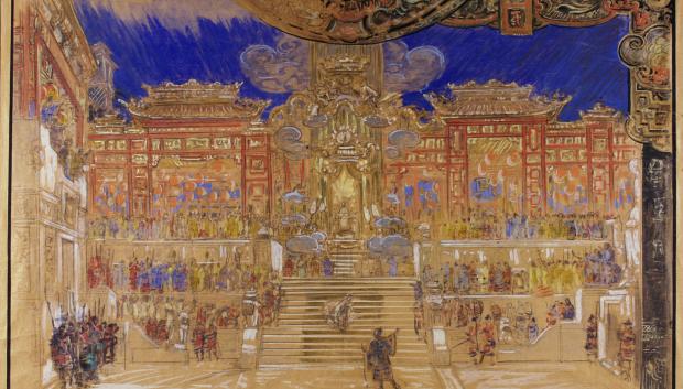 La gran plaza de la Reggia, escenografía de Turandot, acto 2, escena 2 (1924)