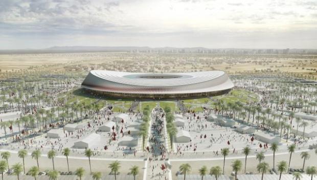 Imagen del proyecto de Cruz y Ortiz para el gran estadio del Mundial de Fútbol 2030 que planea construir Marruecos
