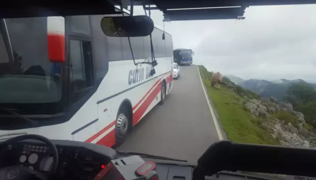 Este es el punto donde se accidentó el autobús y ahora el coche