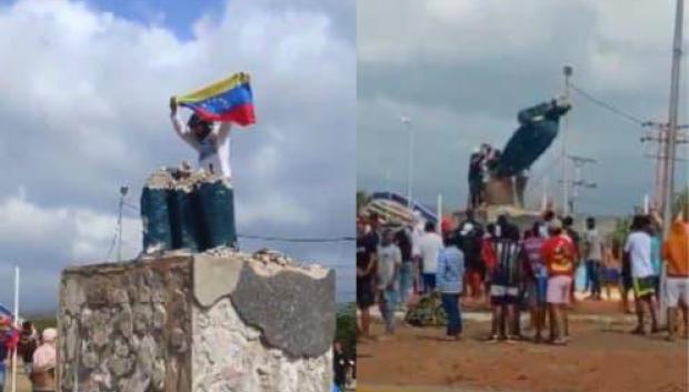 Varias estatuas de Hugo Chávez han sido derribadas en el país