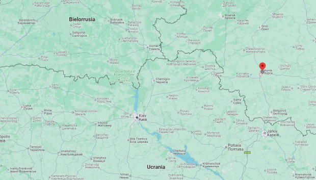 Ubicación en el mapa de la ciudad rusa de Kursk