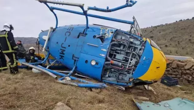 Imagen del helicóptero derribado en la provincia de Madrid