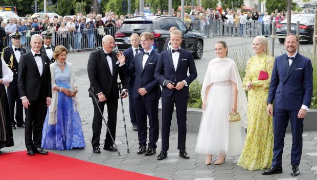 Prince Sverre Magnus, Marius Borg Hoeiby, Princess Ingrid Alexandra, Crown Princess Mette-Marit and Crown Prince Haakon attending Ingrid Alexandra’s 18th birthday Celebration in Oslo Norway 2022-06-16