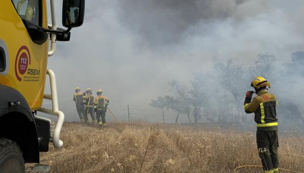 Bomberos trabajando en la zona afectada