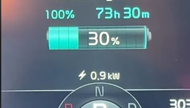 La pantalla de carga del Kia Niro con el tiempo estimado