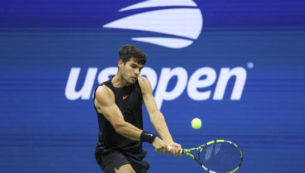 Carlos Alcaraz durante la segunda ronda del US Open