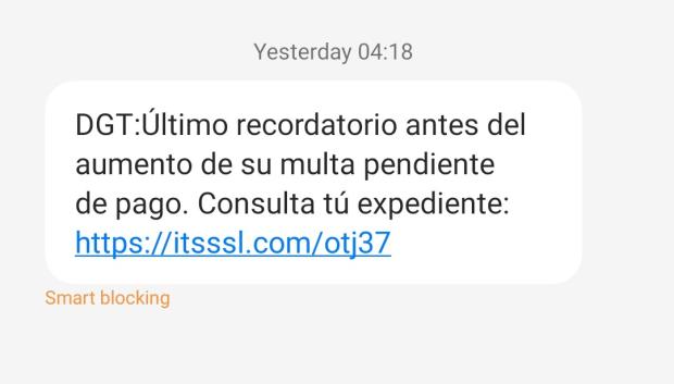 Otro de los falsos mensajes recibido por un conductor