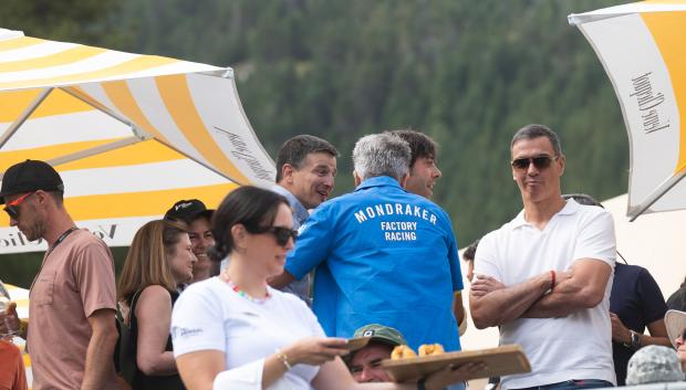 Spanish President Pedro Sánchez and his wife Begoña Gómez at the UCI 2024 Mountain Bike World Cup Pal Arinsal Andorra. 31 August 2024