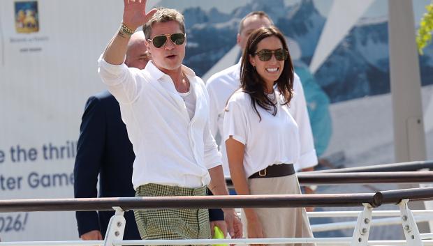 Actor Brad Pitt and Ines de Ramon in Venice