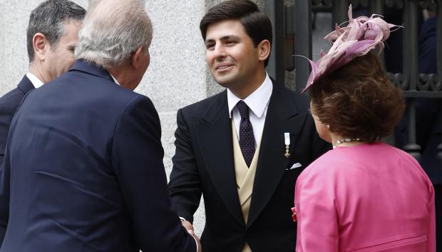 Juan Carlos I,Juan Urquijo during the wedding of Jose Luis Martinez Almeida and Teresa Urquijo in Madrid on Saturday, 06 April 2024.