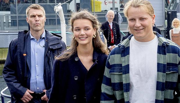 Sverre Magnus and Amalie Giaver NacLeod during the wedding celebration of Martha Louise of Norway and Durek Verrett in Geiranger