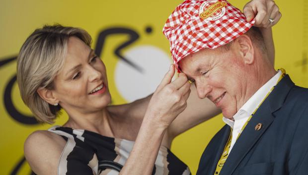 Prince Alberto of Monaco and Princess Charlene attending Tour de France 2024