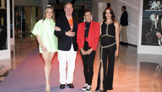 Camille Gottlieb, Prince Albert II of Monaco, Princess Stephanie of Monaco and Pauline Ducruet attending the 20th Fight Aids gala on July 7, 2024 in Monte-Carlo, Monaco.